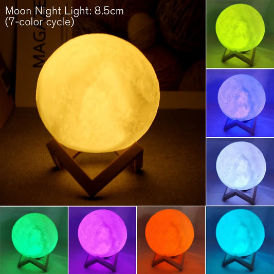 Lampe Lune LED 8cm avec Support